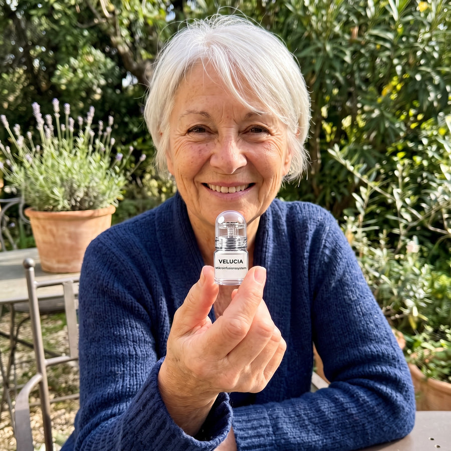 Ingrid auf einer Terrasse mit dem Velucia System